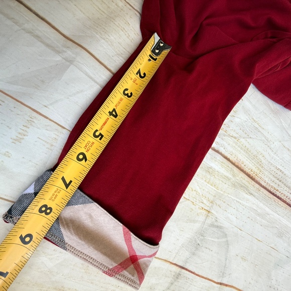 Burberry Red Top with Plaid Cuffs - Picture 7 of 11